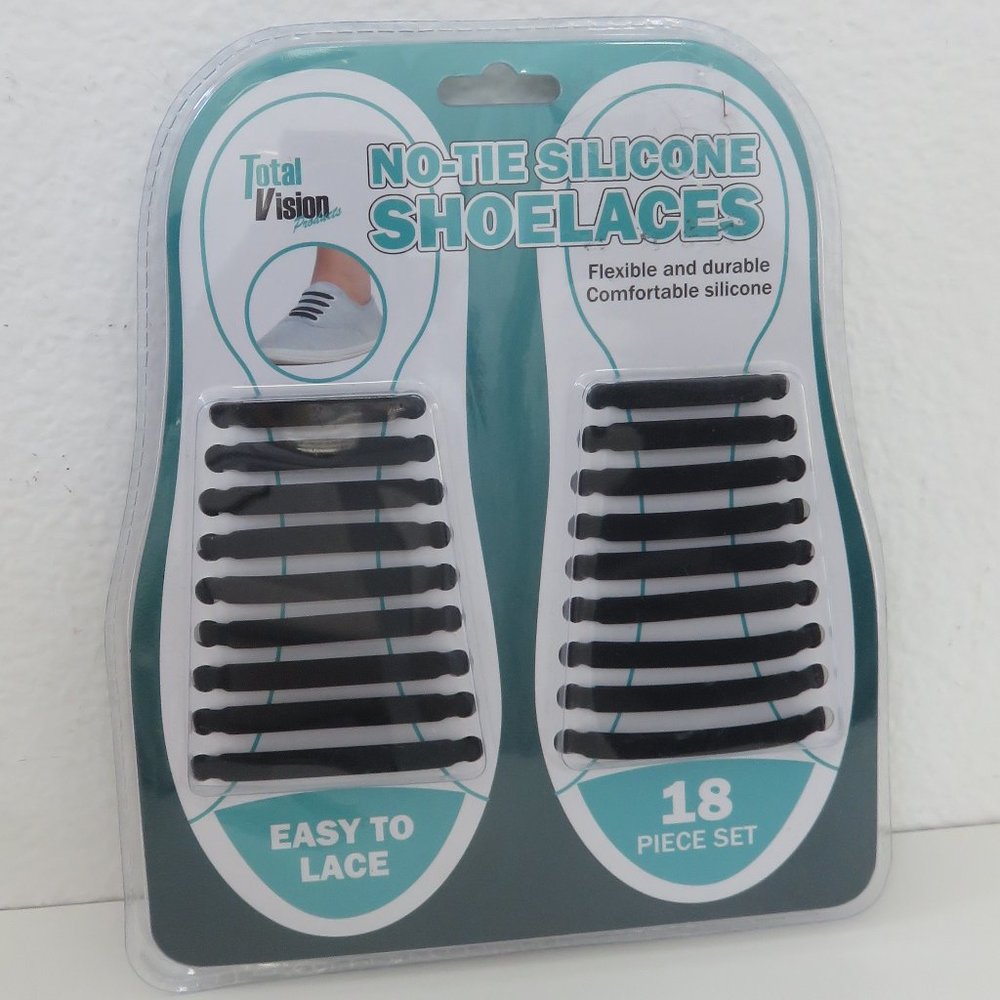 Unisex Total Vision No-tie silicone shoelaces 18pc Set